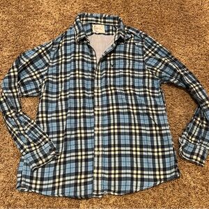 American Eagle Outfitters Blue and White Flannel Shirt